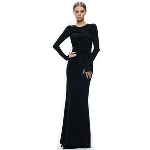 NWT Alice + Olivia Katherina Long Sleeve Ruched Maxi Dress